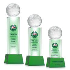 Golf Ball Full Color Green  on Belcroft Spheres Crystal Award - Glass Awards