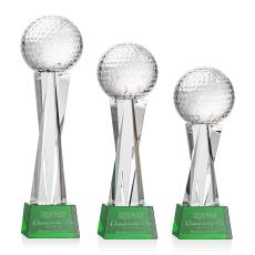 Golf Ball Green on Grafton Base Spheres Crystal Award - Glass Awards