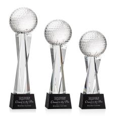 Golf Ball Black on Grafton Base Spheres Crystal Award - Crystal Awards