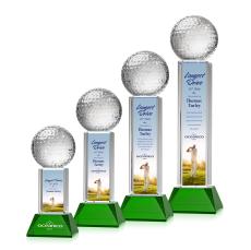 Golf Ball Full Color Green on Stowe Spheres Crystal Award - Glass Awards