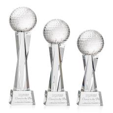 Golf Ball Clear on Grafton Base Spheres Crystal Award - Crystal Awards