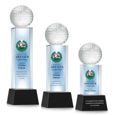 Golf Ball Full Color Black on Belcroft Spheres Crystal Award - Full Color Awards