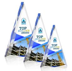 Shrewsbury Full Color Blue Pyramid Acrylic Award - Employee of the Month Awards