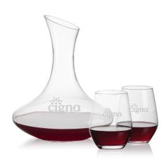 Hampton Carafe & Mandelay Stemless Wine - Etched Barware