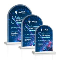 Bridgeport Full Color White Arch & Crescent Crystal Award - Crystal Awards