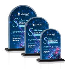 Bridgeport Full Color Black Arch & Crescent Crystal Award - Crystal Awards