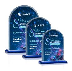 Bridgeport Full Color Blue Arch & Crescent Crystal Award - Crystal Awards