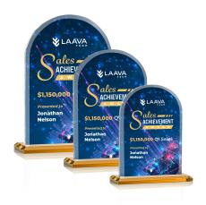 Bridgeport Full Color  Amber Arch & Crescent Crystal Award - Crystal Awards