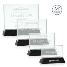 Walkerton Jade/Black (Horiz) Rectangle Glass Award - Employee Awards