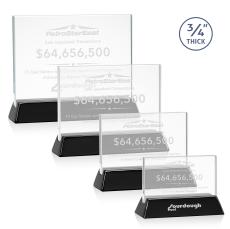 Walkerton Starfire/Black (Horiz) Rectangle Crystal Award - Crystal Awards