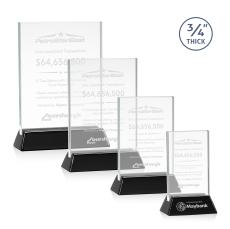 Walkerton Starfire/Black (Vert) Rectangle Crystal Award - Crystal Awards