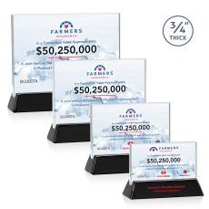 Walkerton Full Color Starfire/Black (Horiz) Rectangle Crystal Award - Full Color Awards