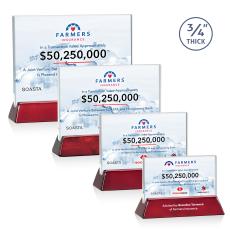 Walkerton Full Color Starfire/Rosewood (Horiz) Rectangle Crystal Award - Full Color Awards