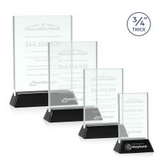 Walkerton Jade/Black (Vert) Rectangle Glass Award - Employee Awards