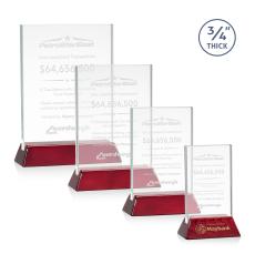 Walkerton Starfire/Rosewood (Vert) Rectangle Crystal Award - Crystal Awards