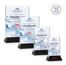 Walkerton Full Color Starfire/Black (Vert) Rectangle Crystal Award - Full Color Awards