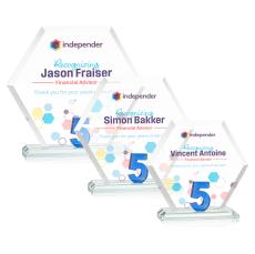 Riviera Anniversary Full Color Blue No 5 Number Crystal Award - Crystal Awards