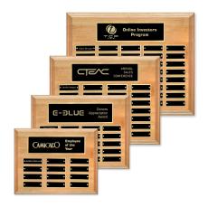Erindate (Horiz) Perpetual Plaque - Red Alder/Gold - Award Plaques
