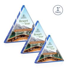 Brighton Full Color Blue Pyramid Acrylic Award - Employee Awards
