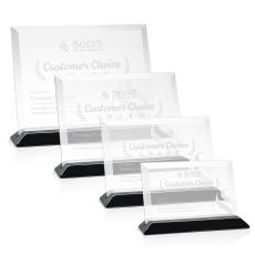 Embassy Starfire/Black (Horiz) Rectangle Crystal Award - Corporate Awards
