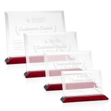 Embassy Starfire/Rosewood (Horiz) Rectangle Crystal Award - Corporate Awards