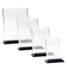 Embassy Starfire/Black (Vert) Rectangle Crystal Award - Corporate Awards