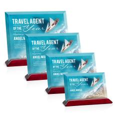 Embassy Full Color Starfire/Rosewood (Horiz) Rectangle Crystal Award - Corporate Awards