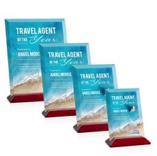 Embassy Full Color Starfire/Rosewood (Vert) Rectangle Crystal Award - Corporate Awards