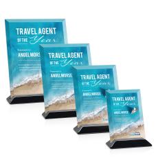 Embassy Full Color Starfire/Black (Vert) Rectangle Crystal Award - Corporate Awards