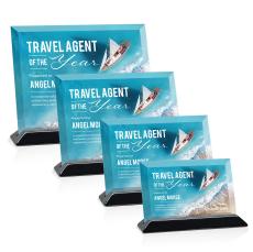 Embassy Full Color Starfire/Black (Horiz) Rectangle Crystal Award - Corporate Awards