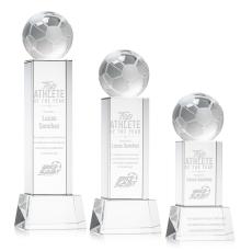 Soccer Ball Clear on Belcroft Base Spheres Crystal Award - Soccer Awards