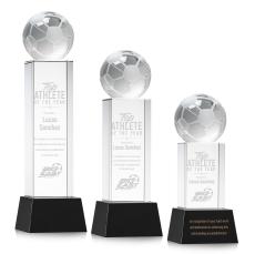 Soccer Ball Black on Belcroft Base Spheres Crystal Award - Soccer Awards
