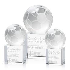 Soccer Ball Spheres on Granby Base Crystal Award - Corporate Awards