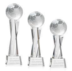 Soccer Ball Clear on Grafton Base Spheres Crystal Award - Crystal Awards