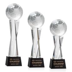 Soccer Ball Black on Grafton Base Spheres Crystal Award - Corporate Awards