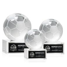 Soccer Ball Spheres on Hancock Base Crystal Award - Crystal Awards
