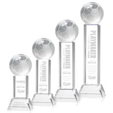 Soccer Ball Clear on Stowe Base Spheres Crystal Award - Crystal Awards