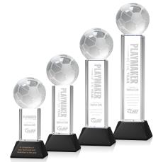 Soccer Ball Black on Stowe Base Spheres Crystal Award - Corporate Awards