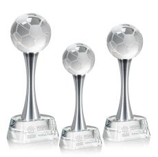 Soccer Ball Spheres on Willshire Base Crystal Award - Soccer Awards