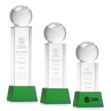 Tennis Ball Green on Belcroft Base Spheres Crystal Award - Tennis Awards
