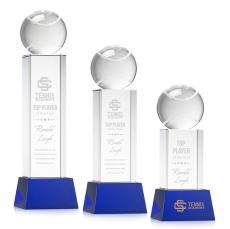 Tennis Ball Blue on Belcroft Base Spheres Crystal Award - Tennis Awards