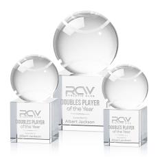Tennis Ball Spheres on Granby Base Crystal Award - Tennis Awards