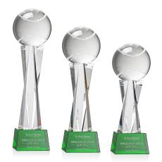 Tennis Ball Green on Grafton Base Spheres Crystal Award - Tennis Awards