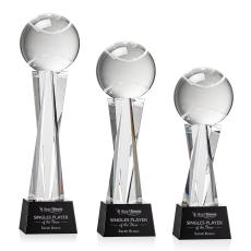 Tennis Ball Black on Grafton Base Spheres Crystal Award - Tennis Awards