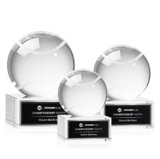 Tennis Ball Spheres on Hancock Base Crystal Award - Tennis Awards