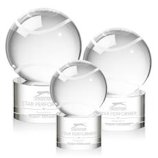 Tennis Ball Spheres on Marvel Base Crystal Award - Tennis Awards