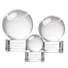Tennis Ball Spheres on Paragon Base Crystal Award - Tennis Awards