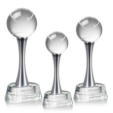 Tennis Ball Spheres on Willshire Base Crystal Award - Tennis Awards