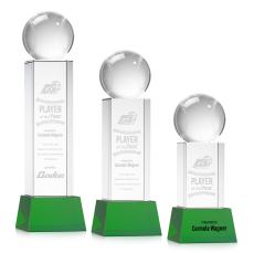 Baseball Green on Belcroft Base Spheres Crystal Award - Baseball Awards