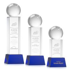 Baseball Blue on Belcroft Base Spheres Crystal Award - Baseball Awards